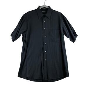 Arrow Ultra Silk (Rayon Poly Blend) Half Sleeve Button Up Shirt Men Medium Black